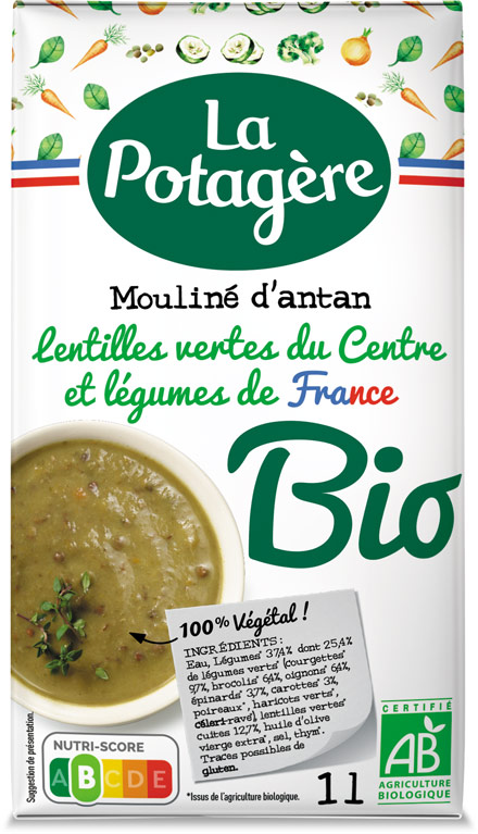 Mouliné d’antan Lentilles vertes du Centre et légumes de France 1L